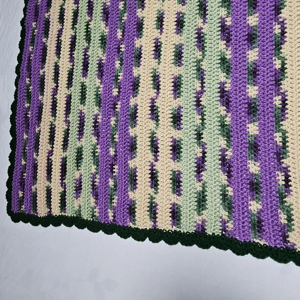 *New* Crochet afghan green purple baby throw blanket  app. 35